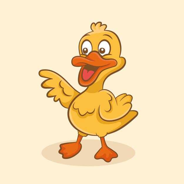 Ilustración de pato de dibujos animados dibujados a mano