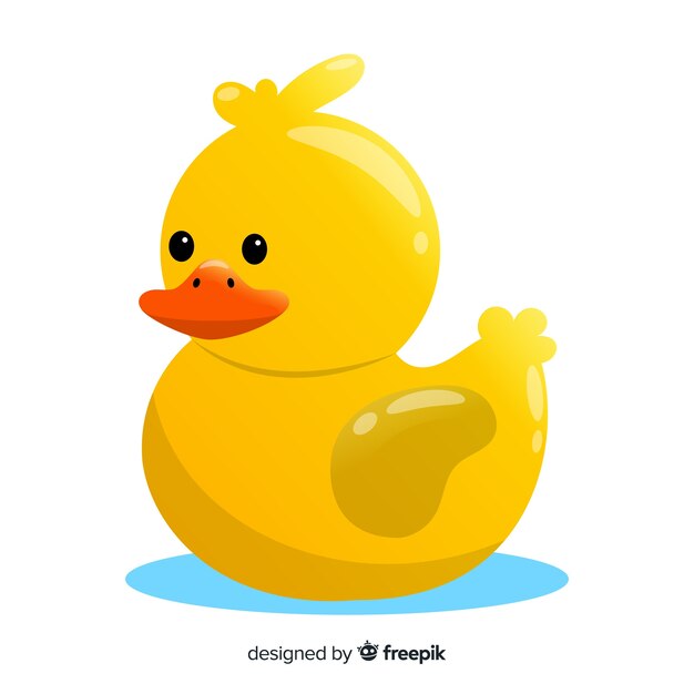 Ilustración de pato de goma amarillo sobre el agua