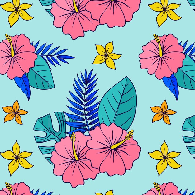 Ilustración de patrón de camisa hawaiana dibujada a mano