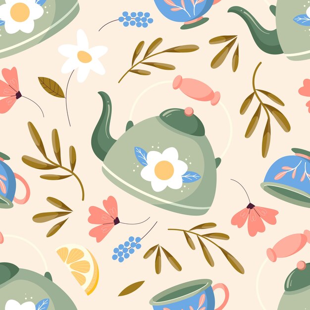 Ilustración del patrón de cottagecore dibujado a mano