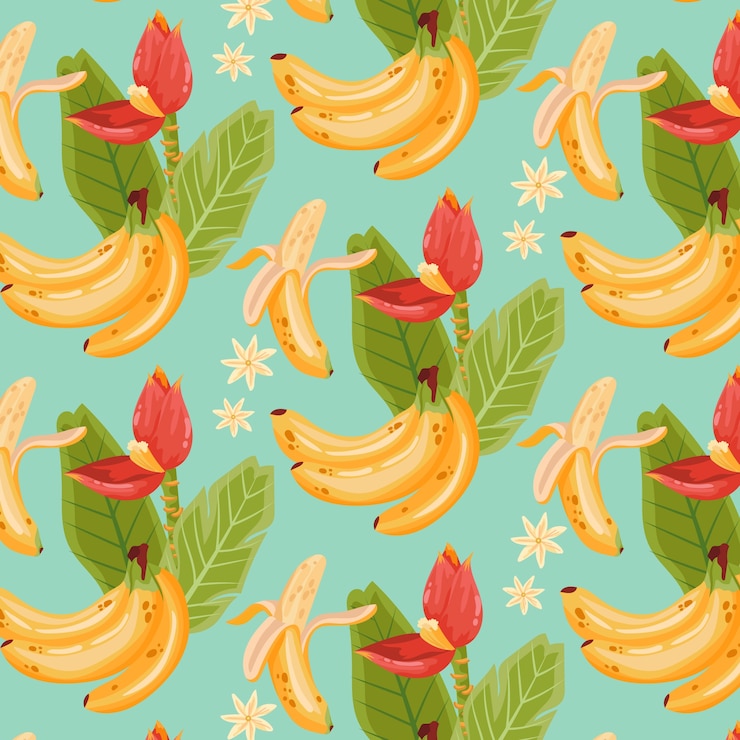 Vector gratuito ilustración de patrón floral y fruta de diseño plano