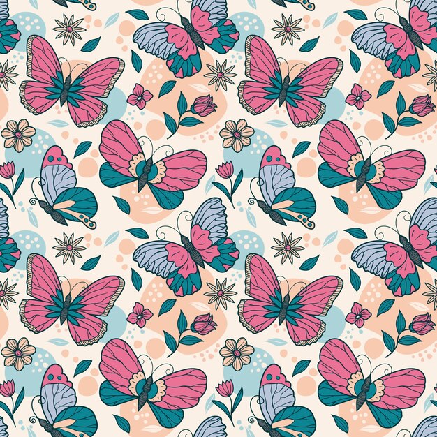 Ilustración del patrón de mariposa dibujada a mano