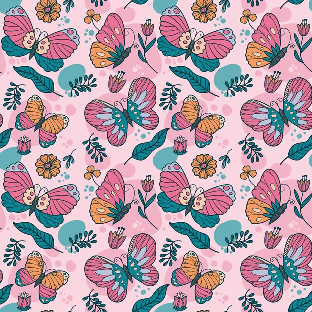 Ilustración del patrón de mariposa dibujada a mano