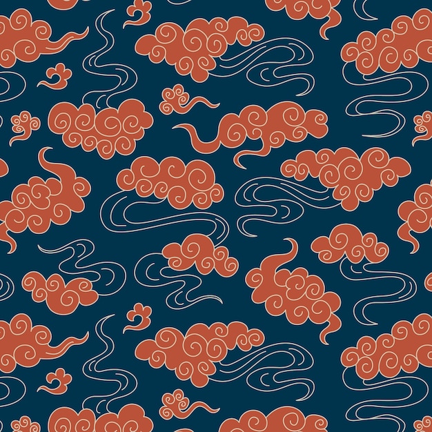 Ilustración del patrón de nubes orientales dibujada a mano