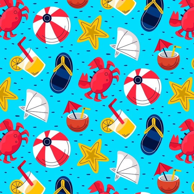 Ilustración de patrón de verano dibujado a mano