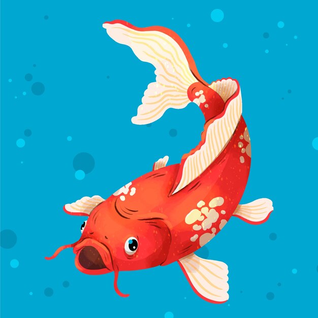 Ilustración de peces koi acuarela