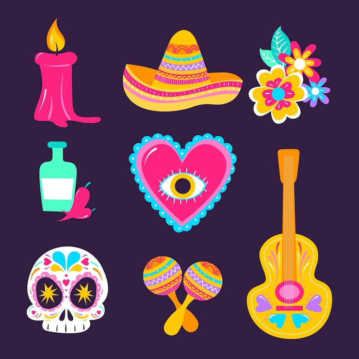 Vector gratuito ilustración de pegatinas de dia de muertos