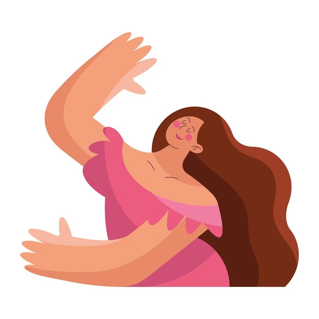 ilustración de pelo largo de mujer joven