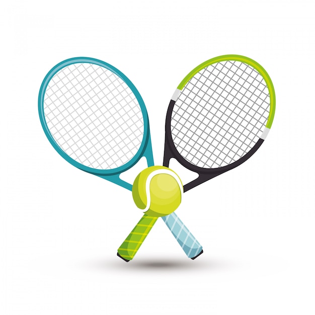 Ilustración de pelota de tenis de dos raquetas