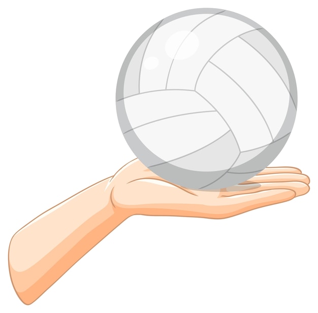 Ilustración de una pelota de voleibol en la mano