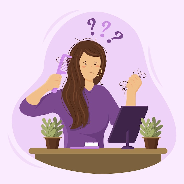 Vector gratuito ilustración de pérdida de cabello dibujada a mano plana