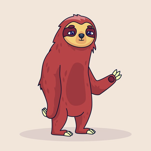 Ilustración de perezoso de dibujos animados dibujados a mano