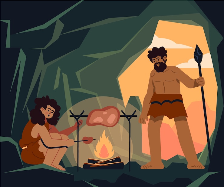 Vector gratuito ilustración del período paleolítico dibujado a mano