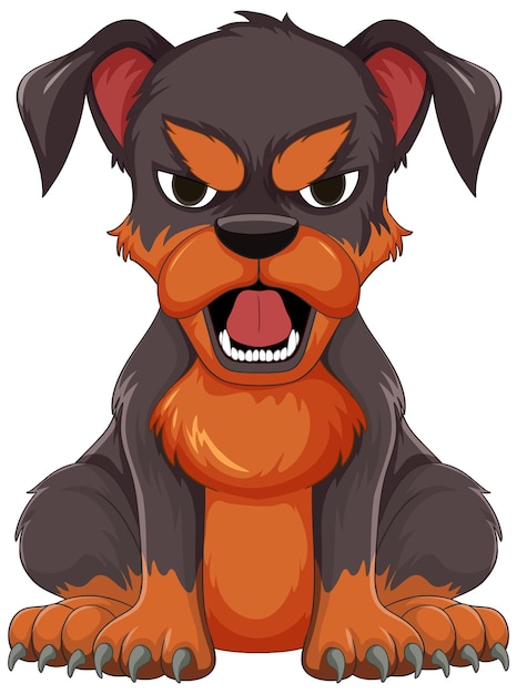 Ilustración de un perro de guardia de dibujos animados feroz