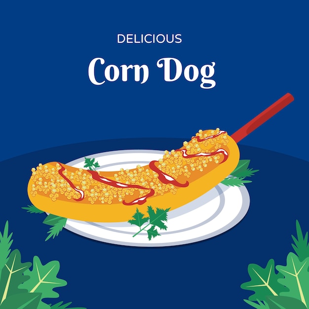 Ilustración de perro de maíz de diseño plano