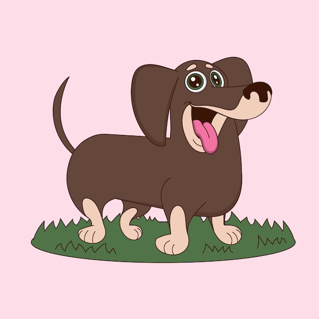 Vector gratuito ilustración de perro salchicha de dibujos animados dibujados a mano