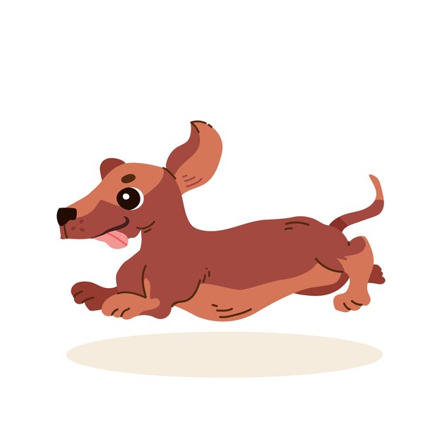Ilustración de perro salchicha de dibujos animados dibujados a mano