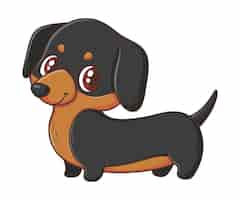 Vector gratuito ilustración de perro salchicha de dibujos animados dibujados a mano