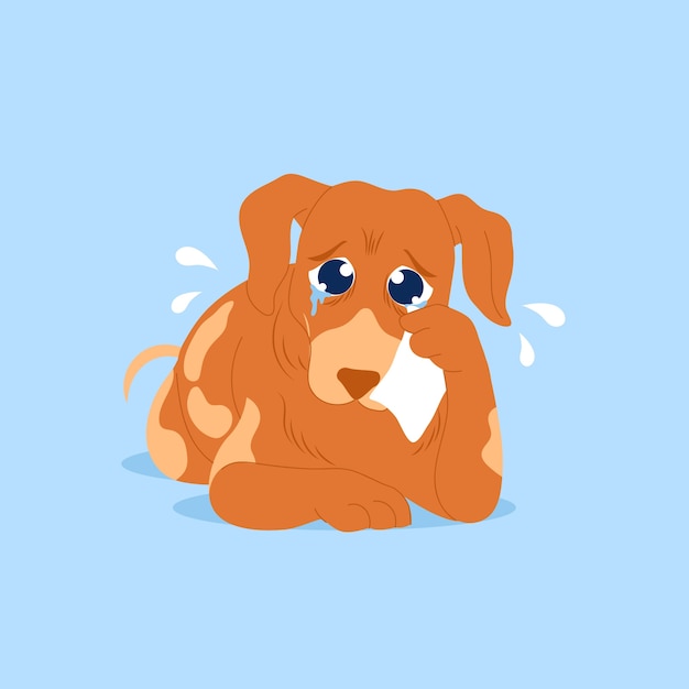 Ilustración de perro triste de dibujos animados dibujados a mano