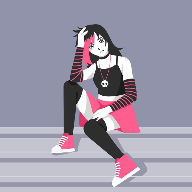 Ilustración de persona emo dibujada a mano