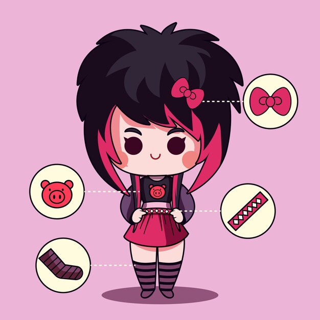 Ilustración de persona emo dibujada a mano