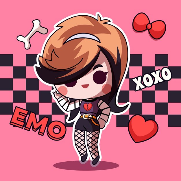 Ilustración de persona emo dibujada a mano