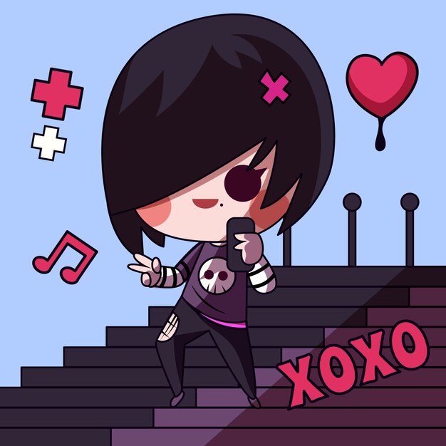 Ilustración de persona emo dibujada a mano