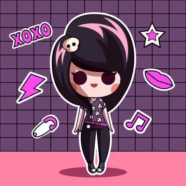 Ilustración de persona emo dibujada a mano