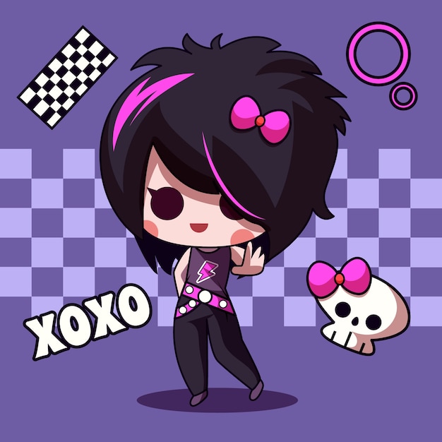 Ilustración de persona emo dibujada a mano