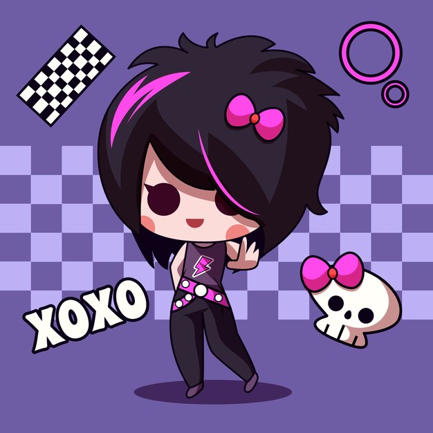 Ilustración de persona emo dibujada a mano