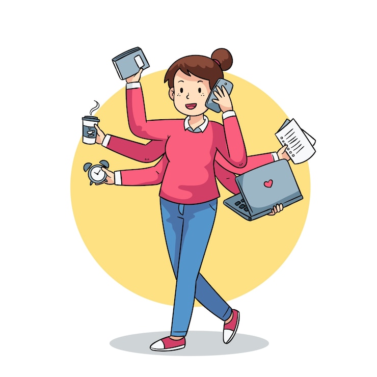 Vector gratuito ilustración de una persona multitarea