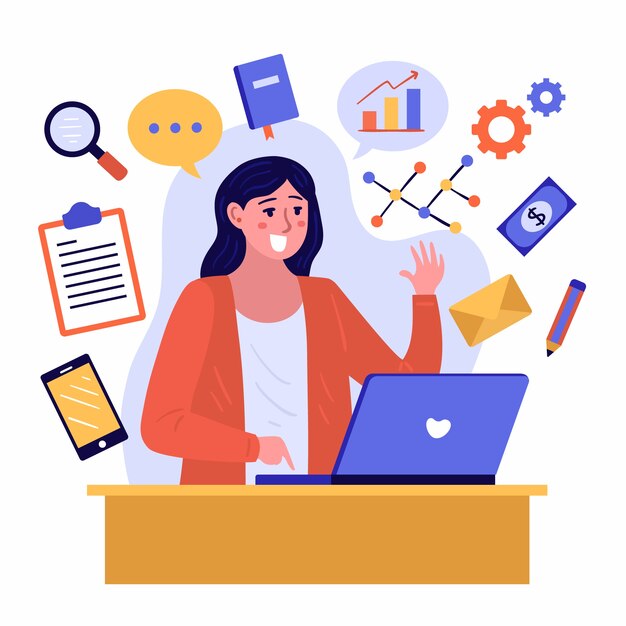 Ilustración de una persona multitarea