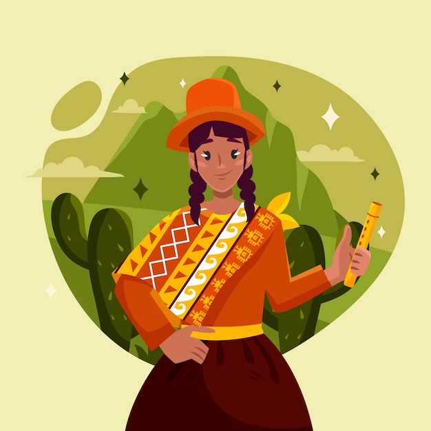 Vector gratuito ilustración de persona de perú dibujada a mano