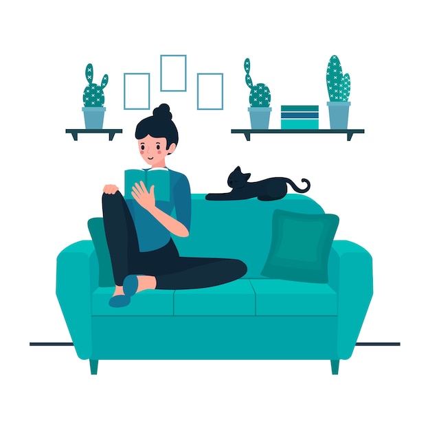 Vector gratuito ilustración con persona relajándose en casa