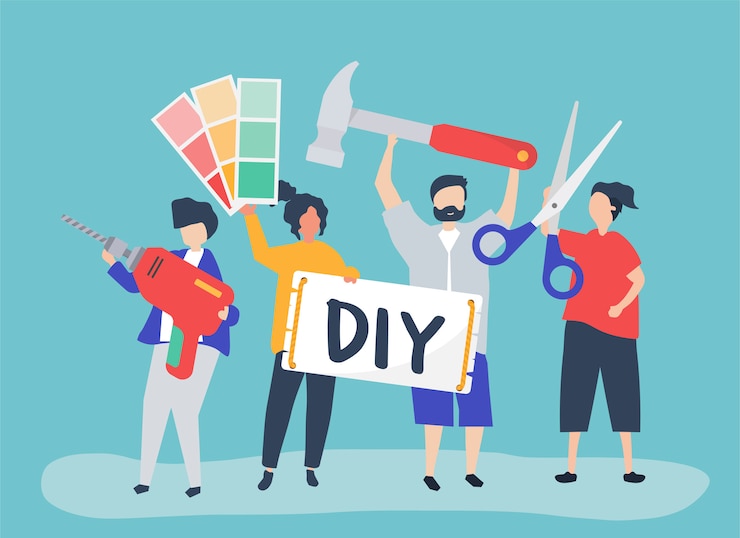 Vector gratuito ilustración de personaje de bricolaje concepto de mejoras para el hogar