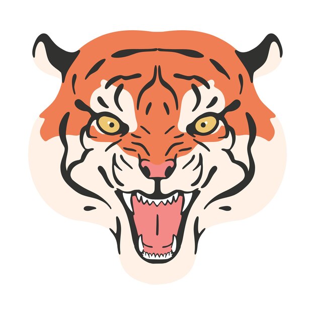 ilustración de personaje de cabeza de bestia tigre