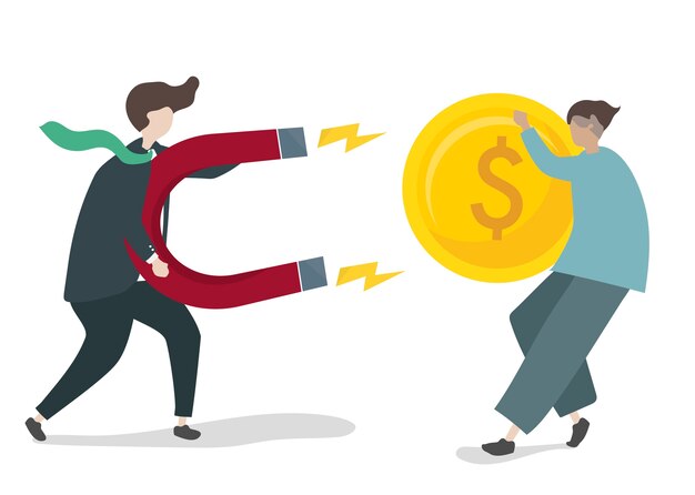 Ilustración de personaje con concepto de inversión empresarial
