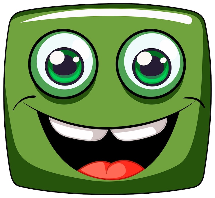 Vector gratuito ilustración del personaje del cuadrado verde feliz