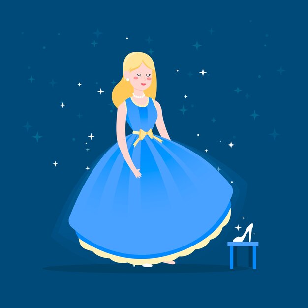 Ilustración de personaje de cuento de hadas de Cenicienta