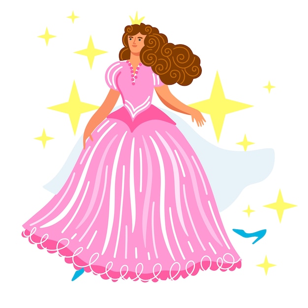 Ilustración de personaje de cuento de hadas de Cenicienta