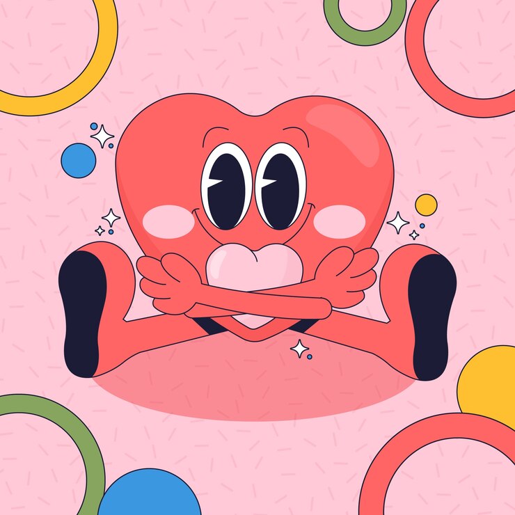 Vector gratuito ilustración de personaje de dibujos animados de corazón dibujado a mano