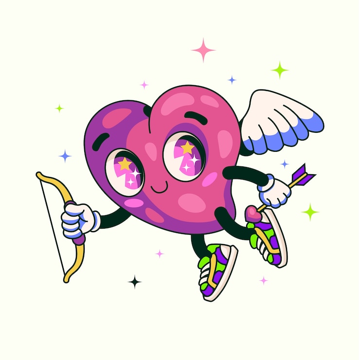 Vector gratuito ilustración de personaje de dibujos animados de corazón dibujado a mano
