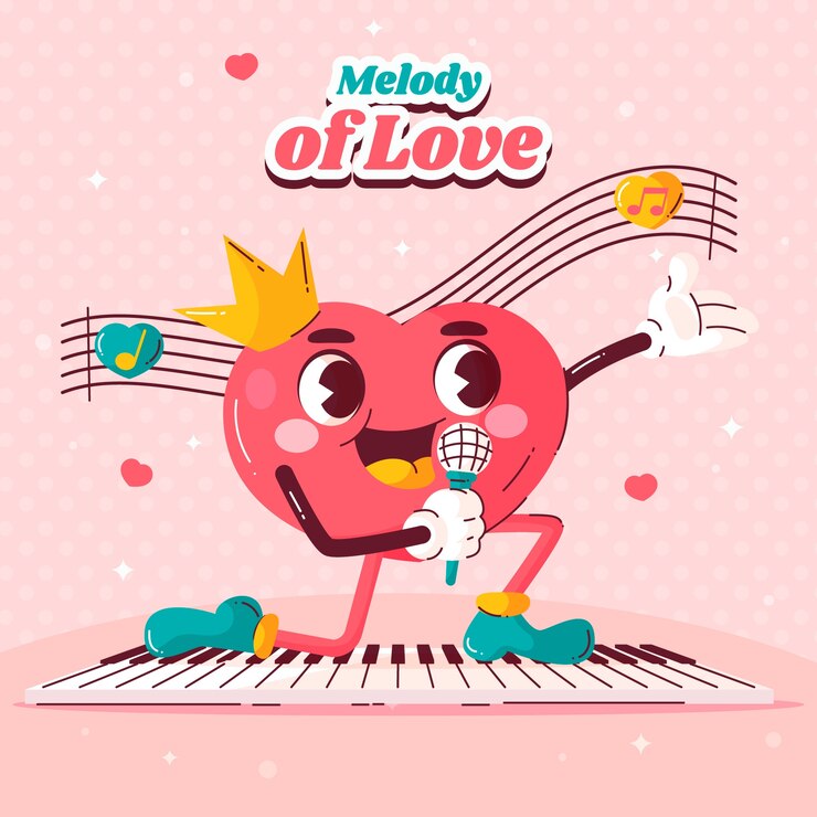 Vector gratuito ilustración de personaje de dibujos animados de corazón plano