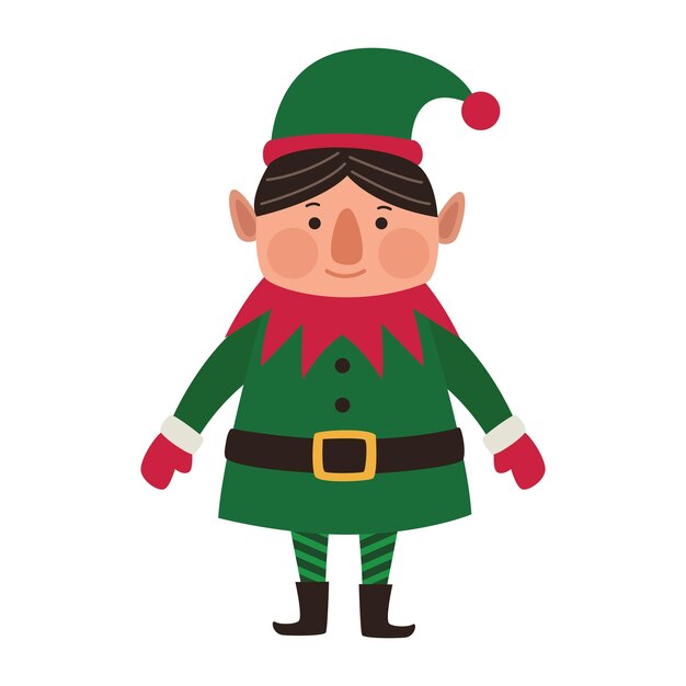 Ilustración del personaje del elfo de Navidad aislado