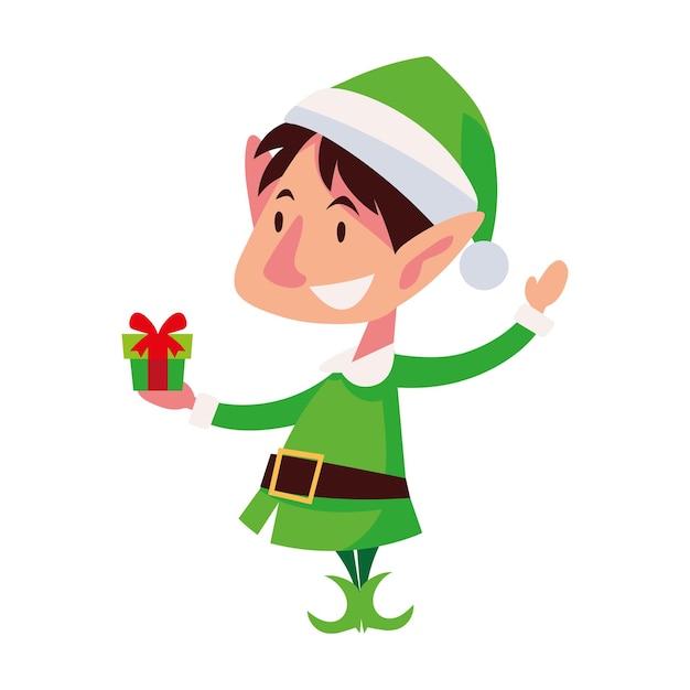Ilustración del personaje del elfo de Navidad aislado