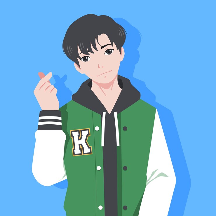 Vector gratuito ilustración de personaje de estilo de dibujo coreano de diseño plano