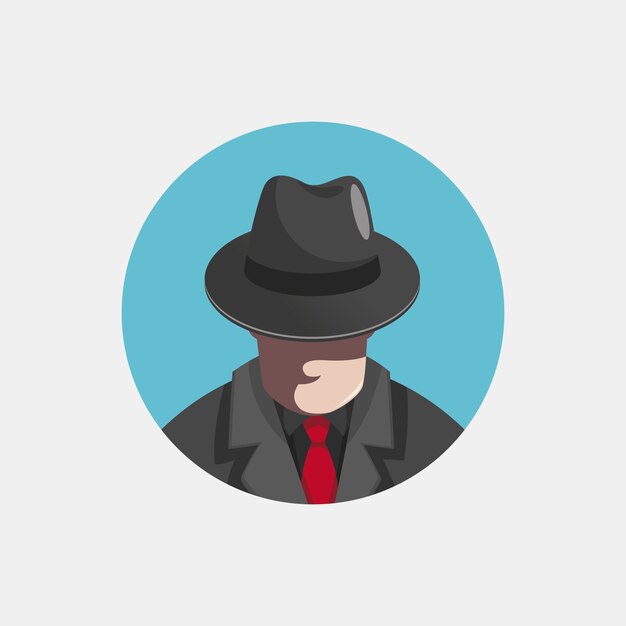 Ilustración de personaje de gángster misterioso