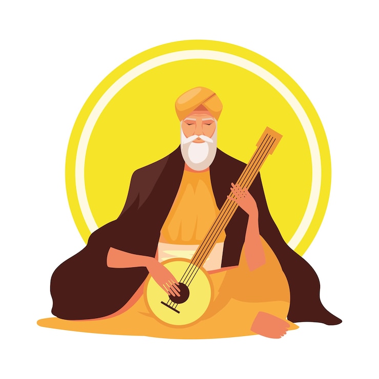 Vector gratuito ilustración del personaje de guru nanak jayanti