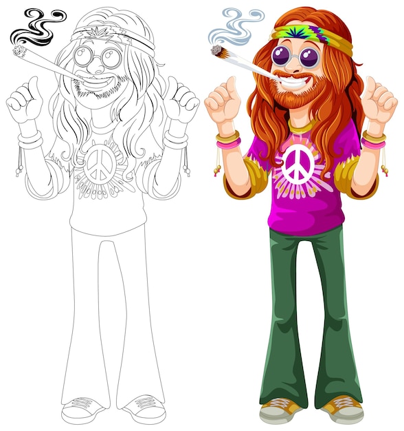 Vector gratuito ilustración de un personaje hippie