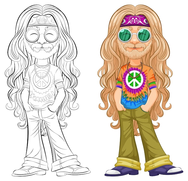 Ilustración de un personaje hippie